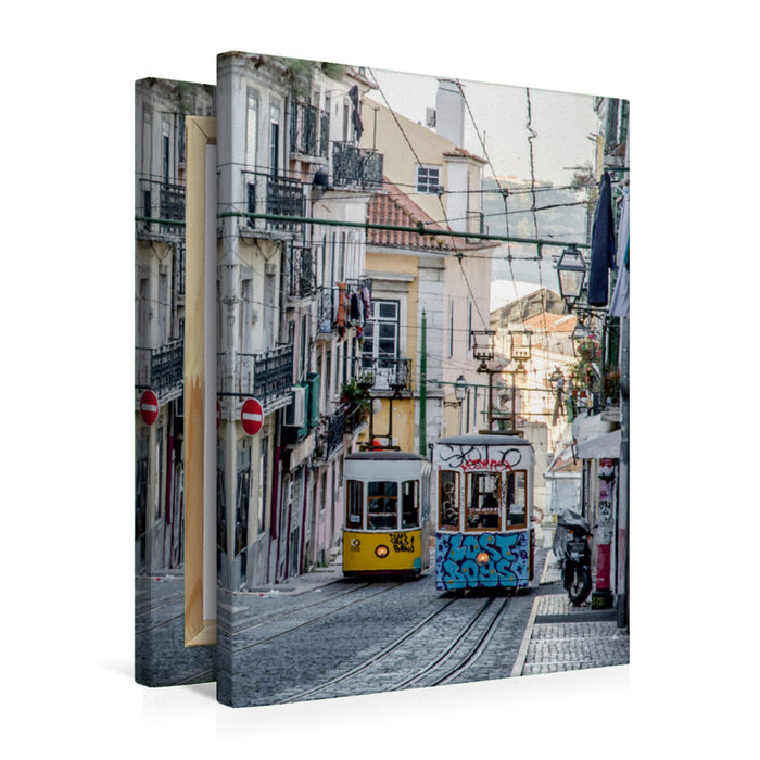 Premium Textil-Leinwand Premium Textil-Leinwand 50 cm x 75 cm hoch Ein Motiv aus dem Kalender Lissabon - Straßen- & Standseilbahnen