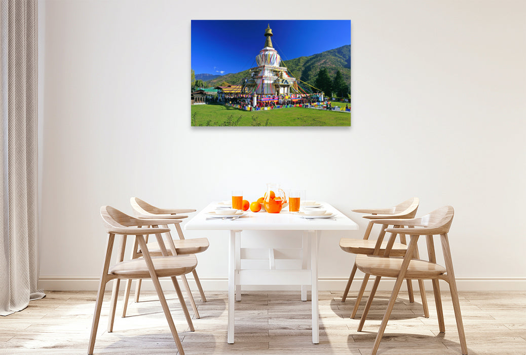 Premium Textil-Leinwand Premium Textil-Leinwand 120 cm x 80 cm quer National Memorial Chorten, Thimphu, Hauptstadt