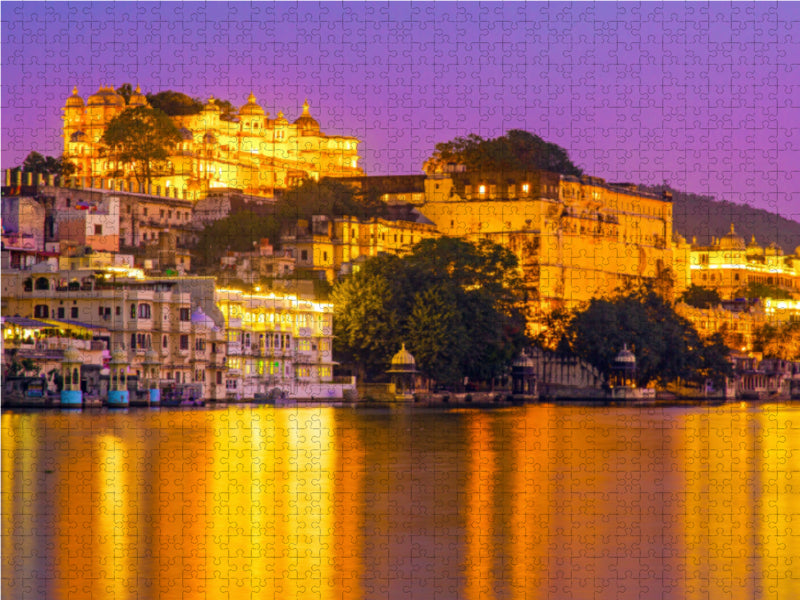 Abendstimmung am Picholasee in Udaipur - CALVENDO Foto-Puzzle - calvendoverlag 29.99