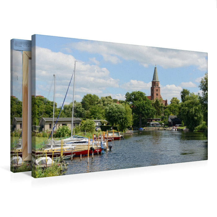 Premium Textil-Leinwand Premium Textil-Leinwand 75 cm x 50 cm quer Aussichtsturm Friedenswarte auf dem Marienberg in Brandenburg an der Havel