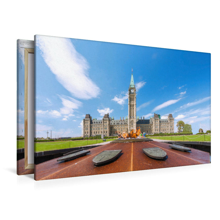 Premium Textil-Leinwand Premium Textil-Leinwand 120 cm x 80 cm quer Ottawa, Parliament Hill mit Centennial Flame