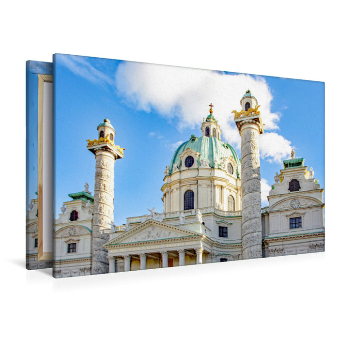 Premium Textil-Leinwand Premium Textil-Leinwand 120 cm x 80 cm quer Wiener Karlskirche