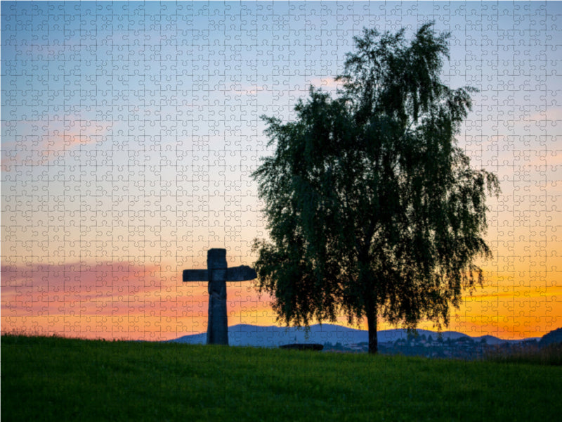 Kreuz im Sonnenuntergang 2000 Teile Puzzle quer - CALVENDO Foto-Puzzle'
