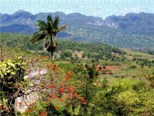 Blick vom Aussichtspunkt Los Jazmines im Tal von Vinales auf Kuba - CALVENDO Foto-Puzzle - calvendoverlag 29.99