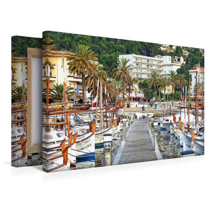 Premium Textil-Leinwand Premium Textil-Leinwand 45 cm x 30 cm quer Fischerboote im Hafen von Port de Sóller