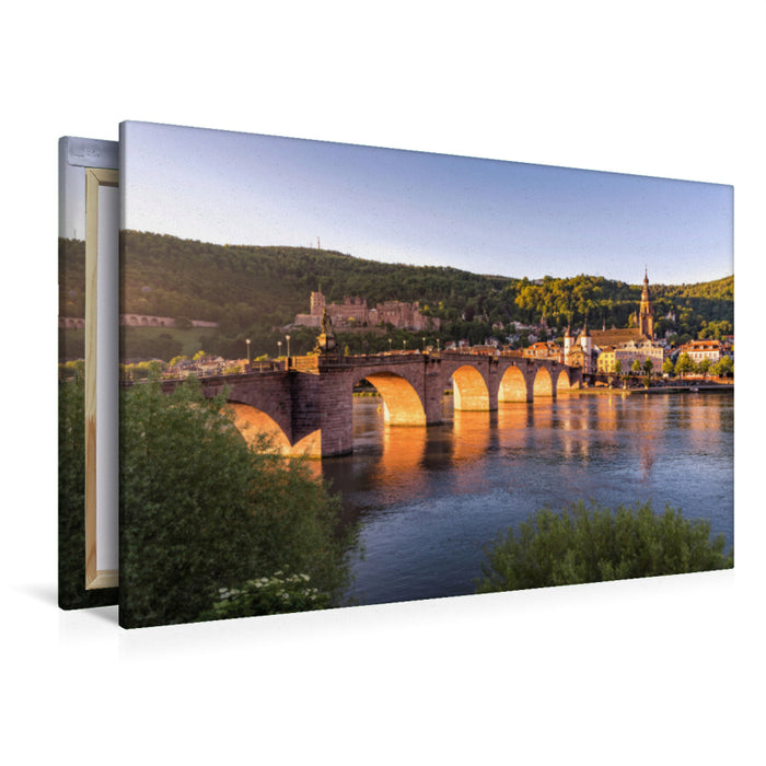 Premium Textil-Leinwand Premium Textil-Leinwand 120 cm x 80 cm quer Alte Brücke Heidelberg in der Morgensonne