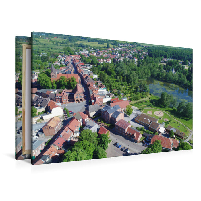 Premium textile canvas Premium textile canvas 120 cm x 80 cm landscape old town of Gadebusch 