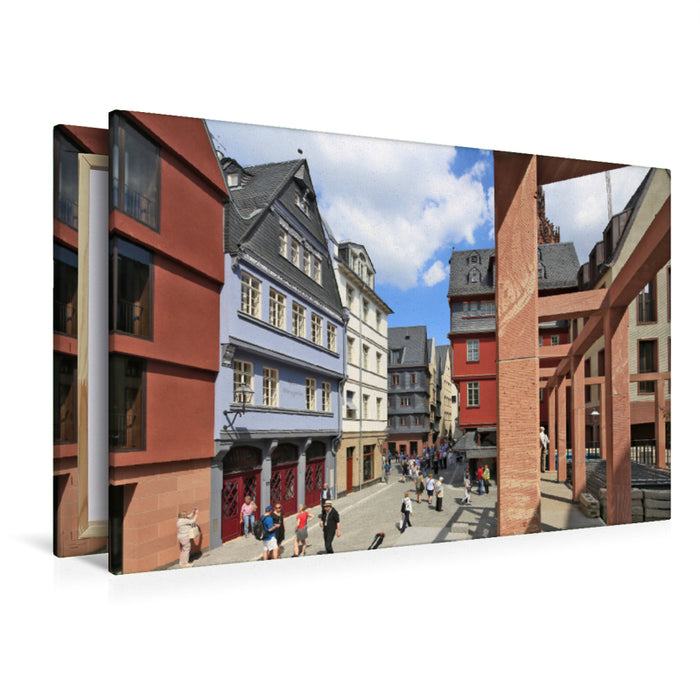 Premium Textil-Leinwand Premium Textil-Leinwand 120 cm x 80 cm quer Ein Motiv aus dem Kalender Frankfurt am Main die neue Altstadt vom Taxifahrer Petrus Bodenstaff