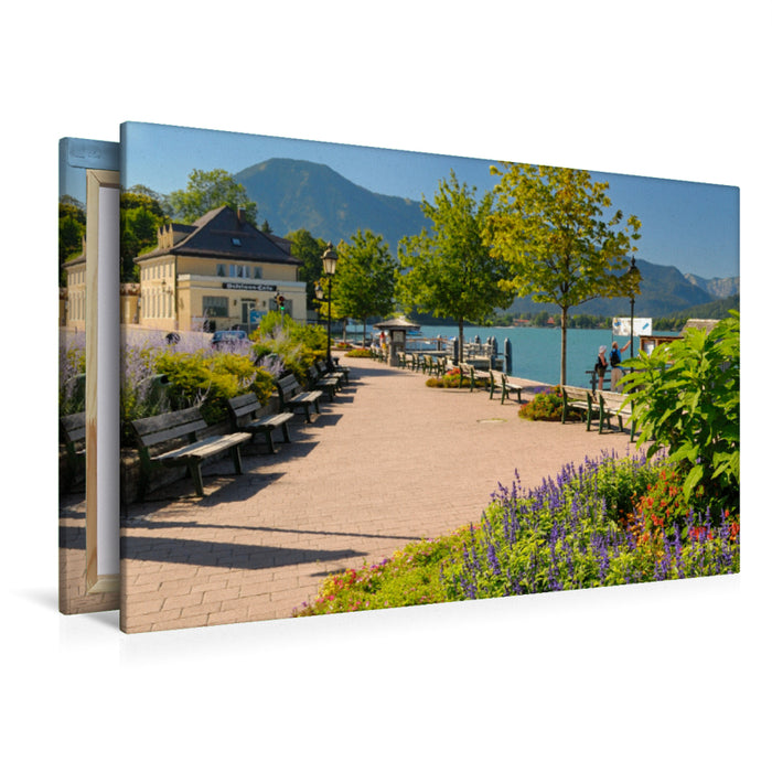 Premium Textil-Leinwand Premium Textil-Leinwand 120 cm x 80 cm quer Seepromenade von Tegernsee