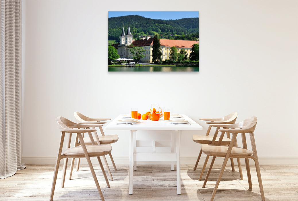 Toile textile haut de gamme Toile textile haut de gamme 120 cm x 80 cm paysage Château de Tegernsee 