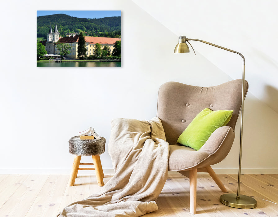 Premium Textil-Leinwand Premium Textil-Leinwand 75 cm x 50 cm quer Schloss Tegernsee