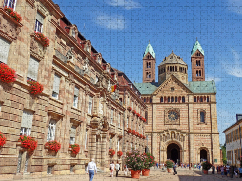 Blick auf das Stadtschloss und den Kaiserdom in Speyer am Rhein - CALVENDO Foto-Puzzle - calvendoverlag 29.99
