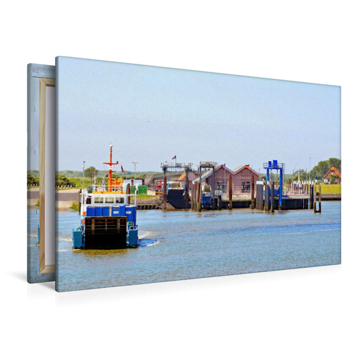 Premium Textil-Leinwand Premium Textil-Leinwand 120 cm x 80 cm quer Hafen Langeoog