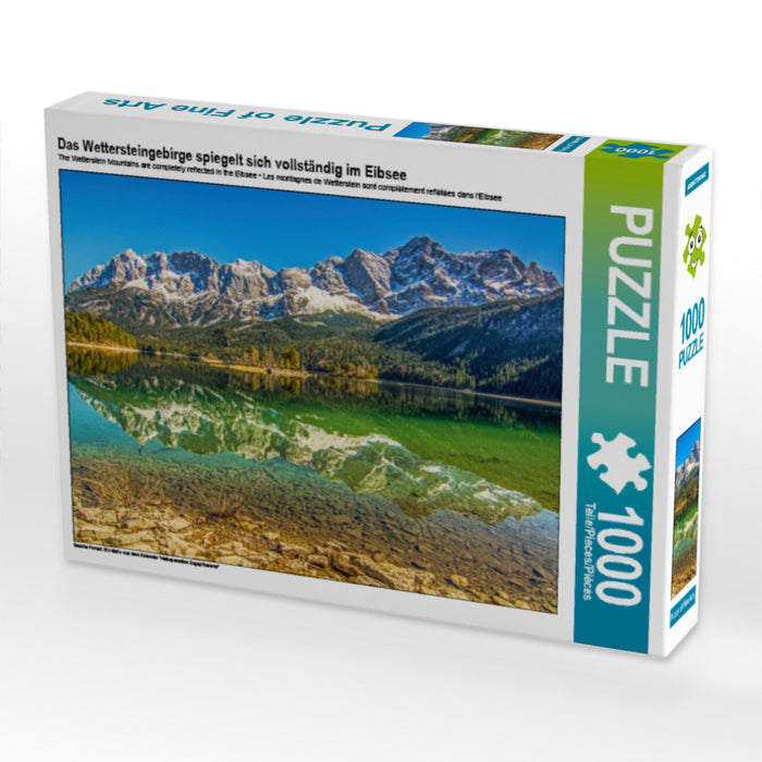 Das Wettersteingebirge spiegelt sich vollständig im Eibsee - CALVENDO Foto-Puzzle - calvendoverlag 29.99