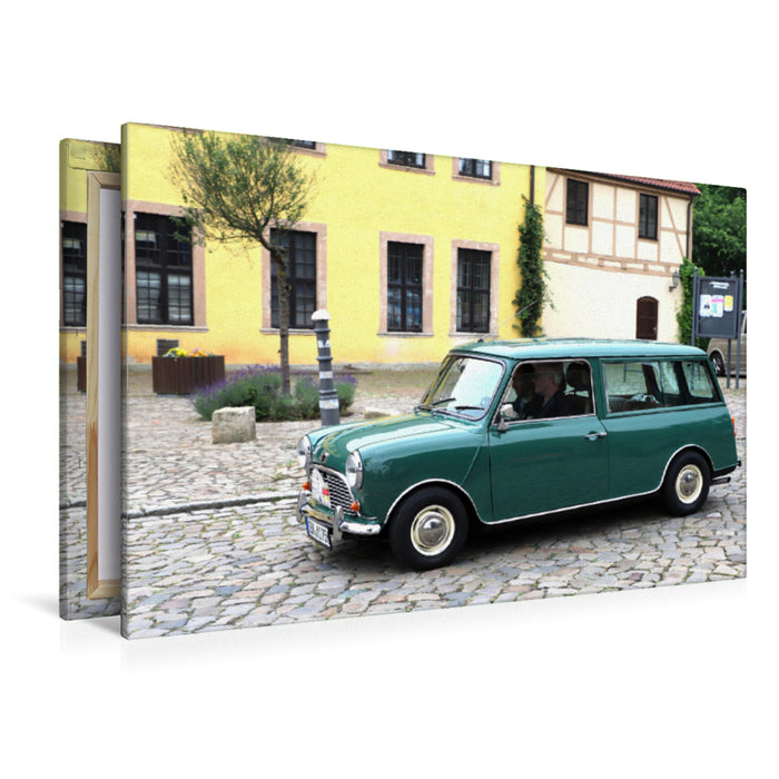 Toile textile premium Toile textile premium 120 cm x 80 cm paysage Mini Clubman break, année de construction 1975 