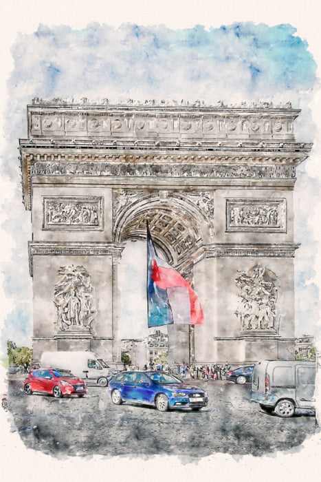 Toile textile premium Toile textile premium 80 cm x 120 cm de haut Paris L'Arc de Triomphe 