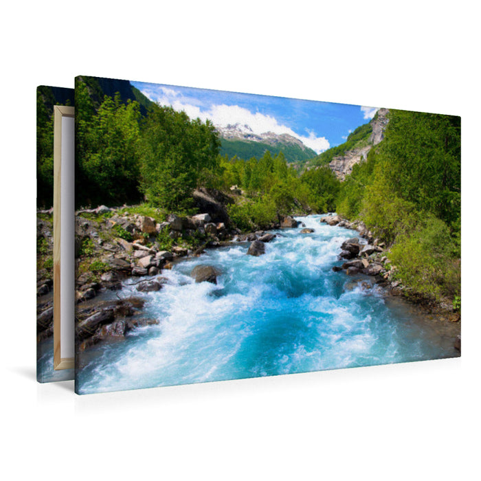 Premium Textil-Leinwand Premium Textil-Leinwand 120 cm x 80 cm quer Fluss im Parc d'Ecrins