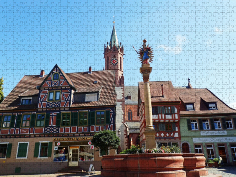 Der Marktplatz mit der Marienstatue in Ladenburg am Neckar - CALVENDO Foto-Puzzle - calvendoverlag 29.99