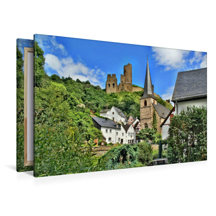 Premium Textil-Leinwand Premium Textil-Leinwand 120 cm x 80 cm quer Blick auf die Dreifaltigkeitskirche und Löwenburg
