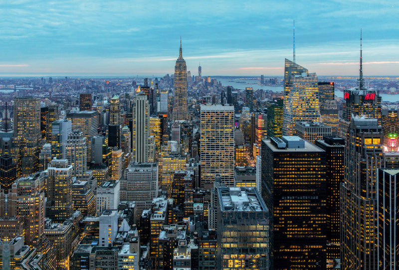 Premium Textil-Leinwand Premium Textil-Leinwand 120 cm x 80 cm quer Top of the Rock, Aussicht am Abend vom Rockefeller Center