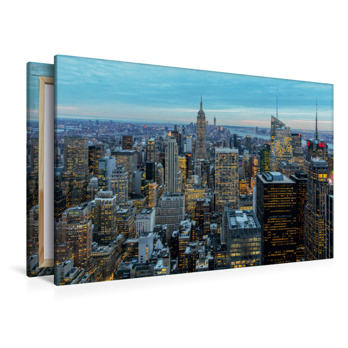 Premium Textil-Leinwand Premium Textil-Leinwand 120 cm x 80 cm quer Top of the Rock, Aussicht am Abend vom Rockefeller Center