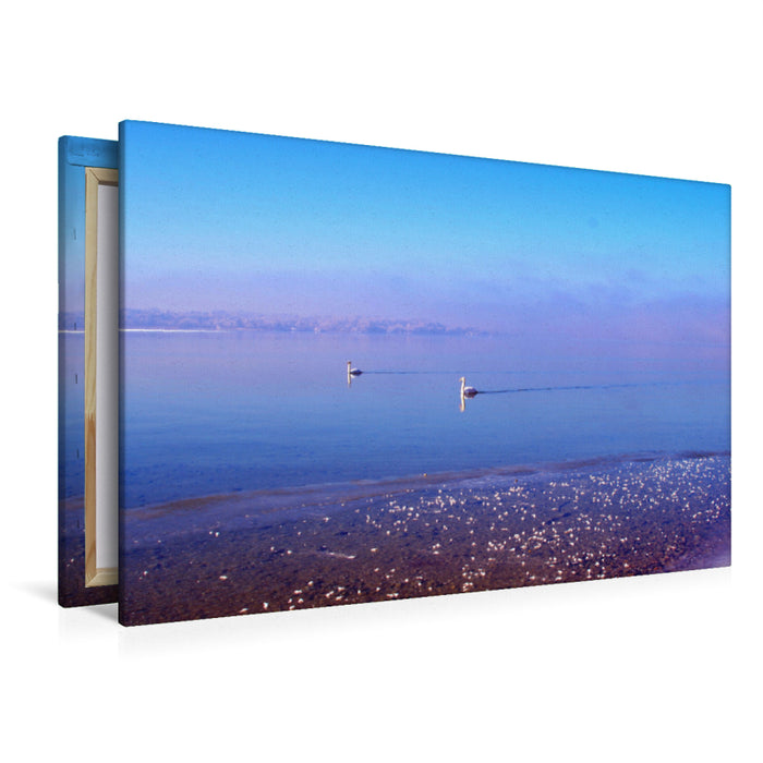 Toile textile haut de gamme Toile textile haut de gamme 120 cm x 80 cm paysage Magie hivernale sur le lac de Starnberg 