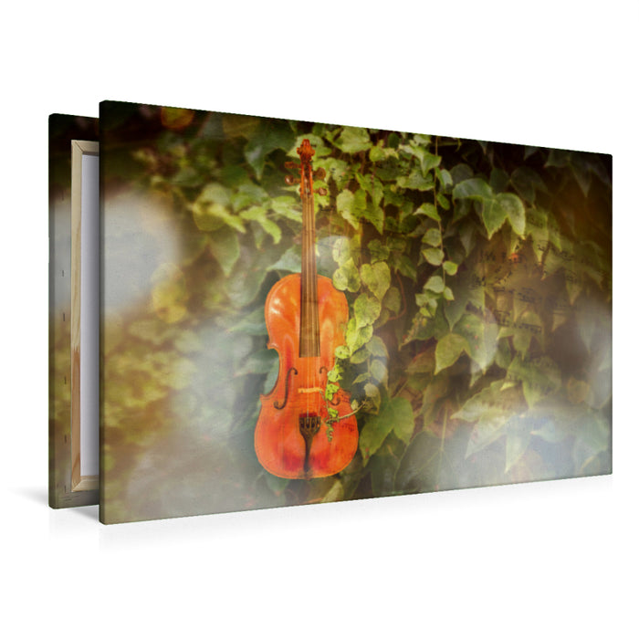 Premium Textil-Leinwand Premium Textil-Leinwand 120 cm x 80 cm quer Violine im grünen
