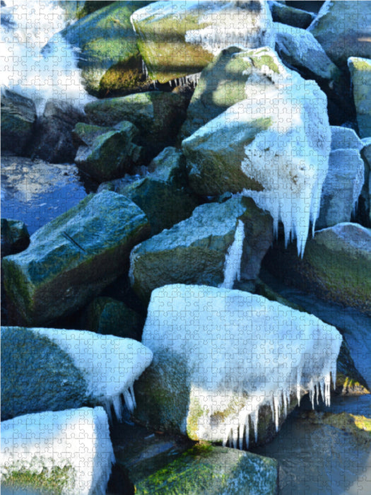 Vom Eis überzogene Steine - CALVENDO Foto-Puzzle - calvendoverlag 29.99