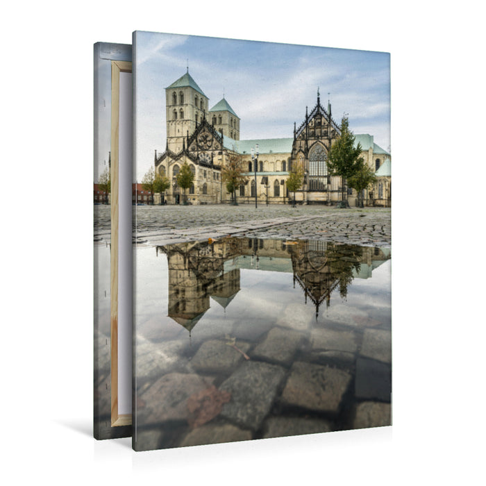 Premium Textil-Leinwand Premium Textil-Leinwand 80 cm x 120 cm  hoch Spiegelung Dom Münster