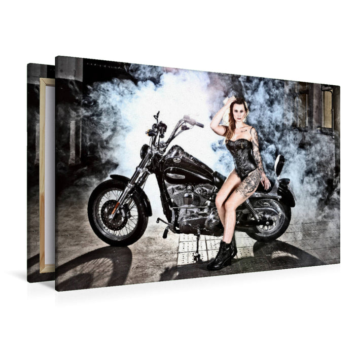 Premium Textil-Leinwand Premium Textil-Leinwand 120 cm x 80 cm quer Harley-Davidson Dyna Super Glide FXSWG,Bj.2013