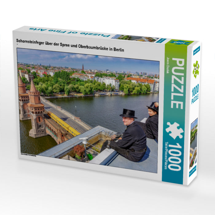 Schornsteinfeger über der Spree und Oberbaumbrücke in Berlin - CALVENDO Foto-Puzzle - calvendoverlag 29.99