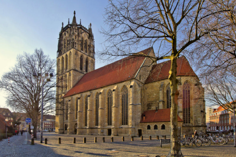 Premium Textil-Leinwand Premium Textil-Leinwand 120 cm x 80 cm quer Liebfrauen- oder Überwasserkirche in Münster