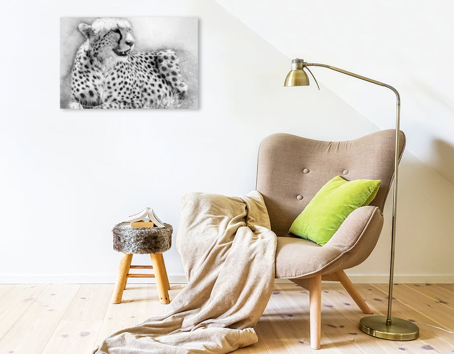 Premium Textil-Leinwand Premium Textil-Leinwand 75 cm x 50 cm quer Der Gepard