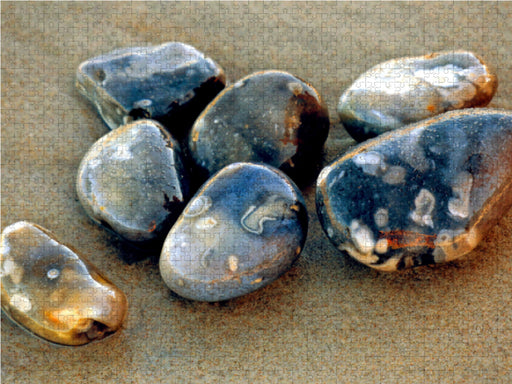 Blau gemusterte Steine am Ostseestrand - CALVENDO Foto-Puzzle - calvendoverlag 29.99