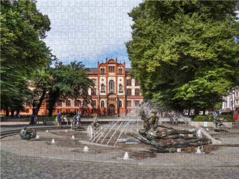 Brunnen der Lebensfreude vor der Universität Rostock - CALVENDO Foto-Puzzle - calvendoverlag 29.99