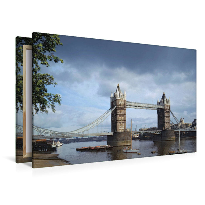 Premium textile canvas Premium textile canvas 120 cm x 80 cm landscape 1973 - Tower Bridge 