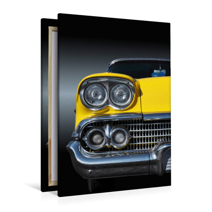 Premium textile canvas Premium textile canvas 80 cm x 120 cm high motif Impala 1958 from the calendar Fascination US road cruisers A journey through time to the middle of the 20th century by Beate Gube Radiator grille of a classic automobile vintage car 