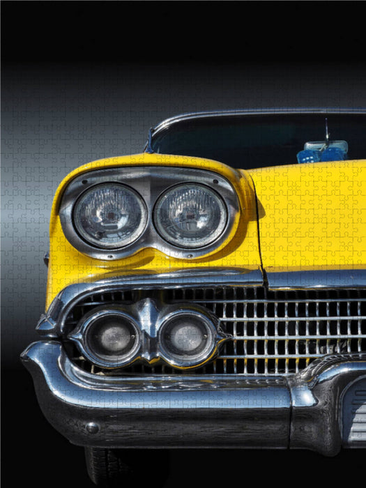 Motiv Impala 1958 aus dem Kalender Faszination US Straßenkreuzer Eine Zeitreise in die Mitte des 20 Jahrhunderts von Beate Gube Kühlergrill eines klassischen Automobils Oldtimer - CALVENDO Foto-Puzzle