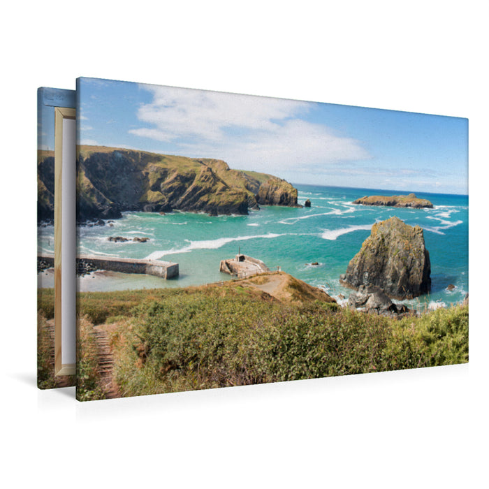 Premium Textil-Leinwand Premium Textil-Leinwand 120 cm x 80 cm quer Hafen in Mullion Cove Cornwall