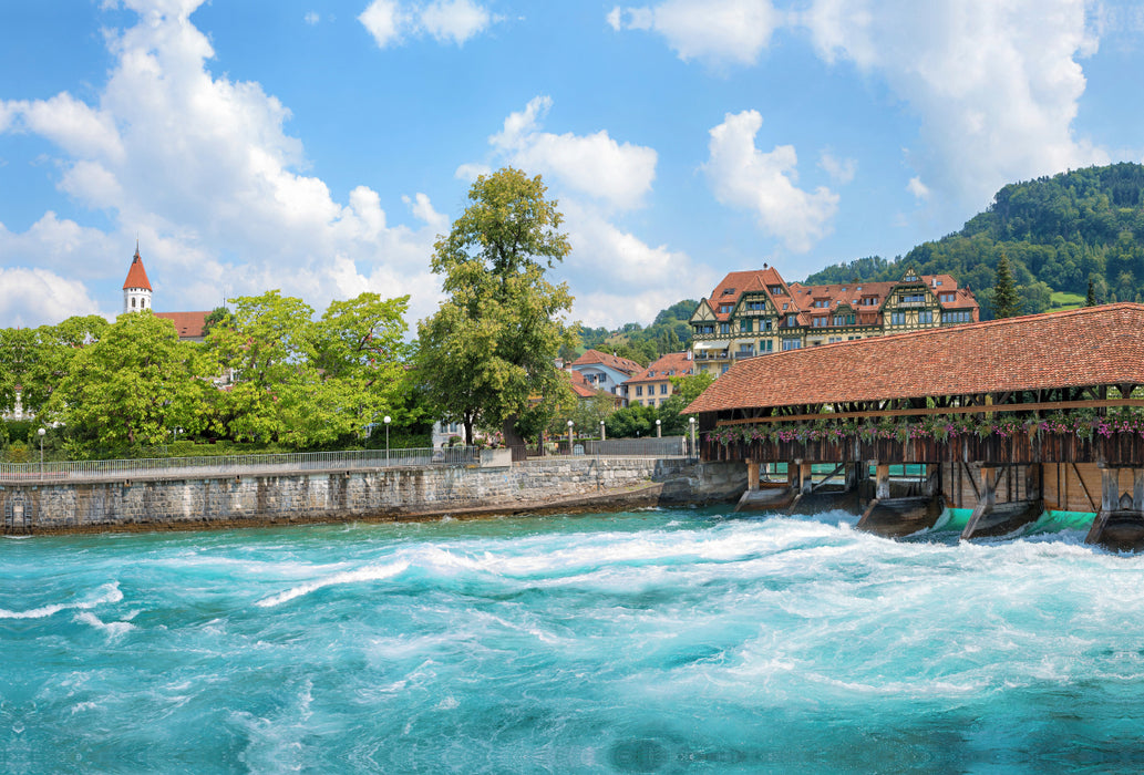 Premium textile canvas Premium textile canvas 120 cm x 80 cm across Upper lock on the Aare in Thun 