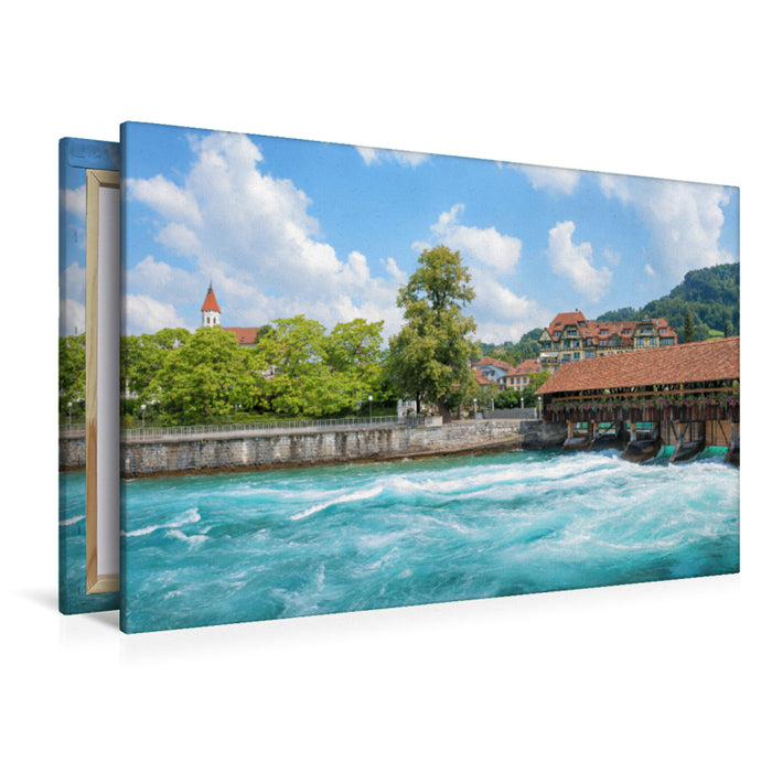 Premium Textil-Leinwand Premium Textil-Leinwand 120 cm x 80 cm quer Obere Schleuse an der Aare in Thun