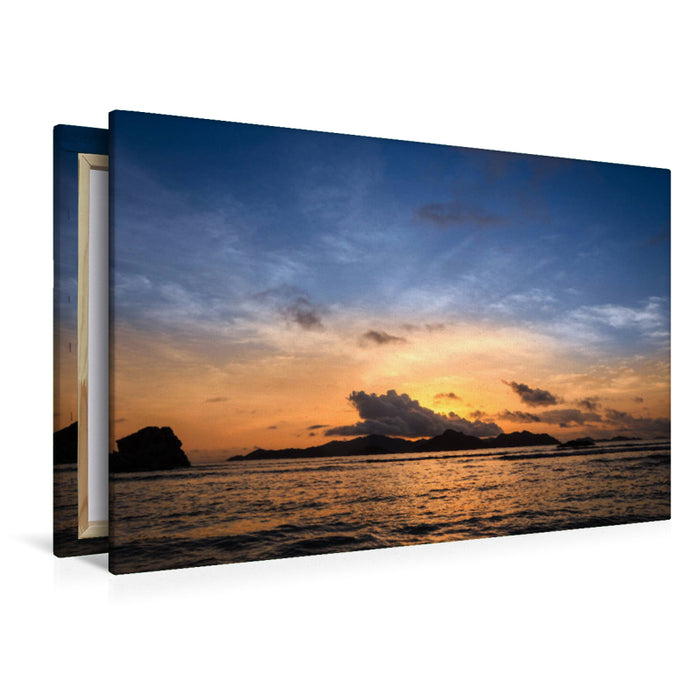 Premium textile canvas Premium textile canvas 120 cm x 80 cm landscape A motif from the calendar Seychelles - The last paradise on earth 