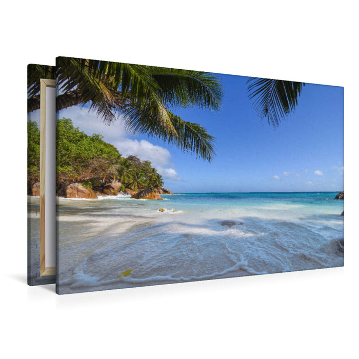 Premium textile canvas Premium textile canvas 120 cm x 80 cm landscape A motif from the calendar Seychelles - The last paradise on earth 