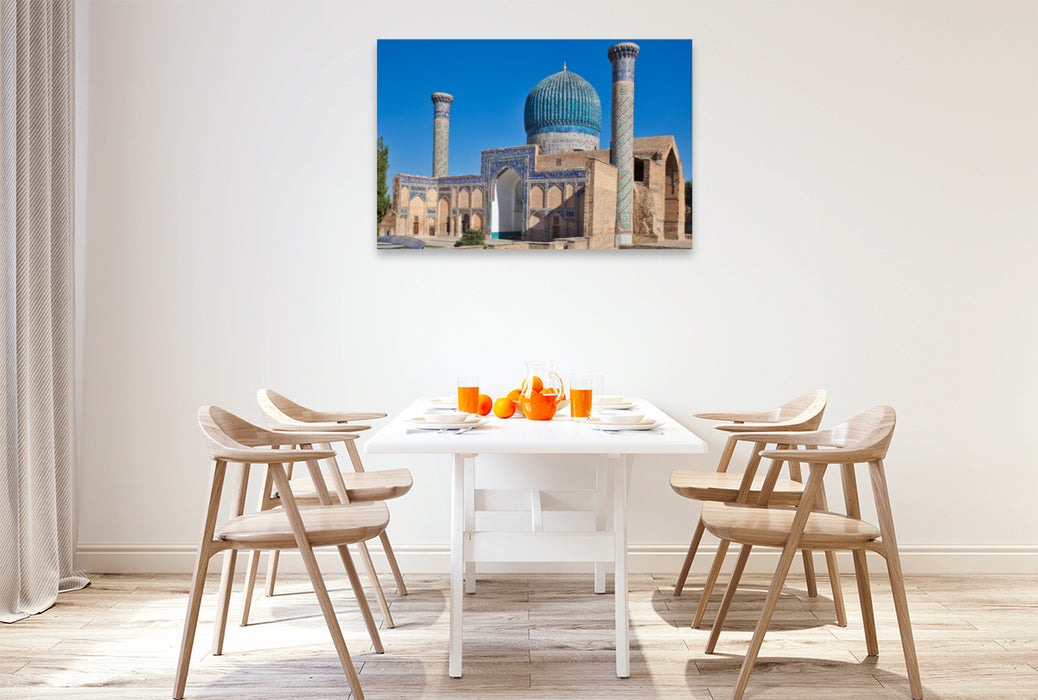 Premium textile canvas Premium textile canvas 120 cm x 80 cm landscape Gur Emir Mausoleum in Samarkand 