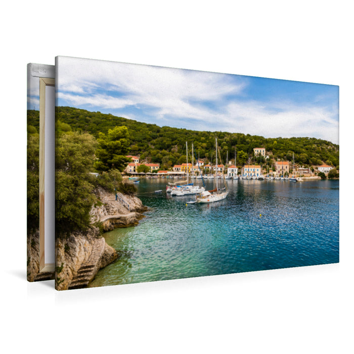 Premium textile canvas Premium textile canvas 120 cm x 80 cm landscape Marina Kioni, Ithaca 