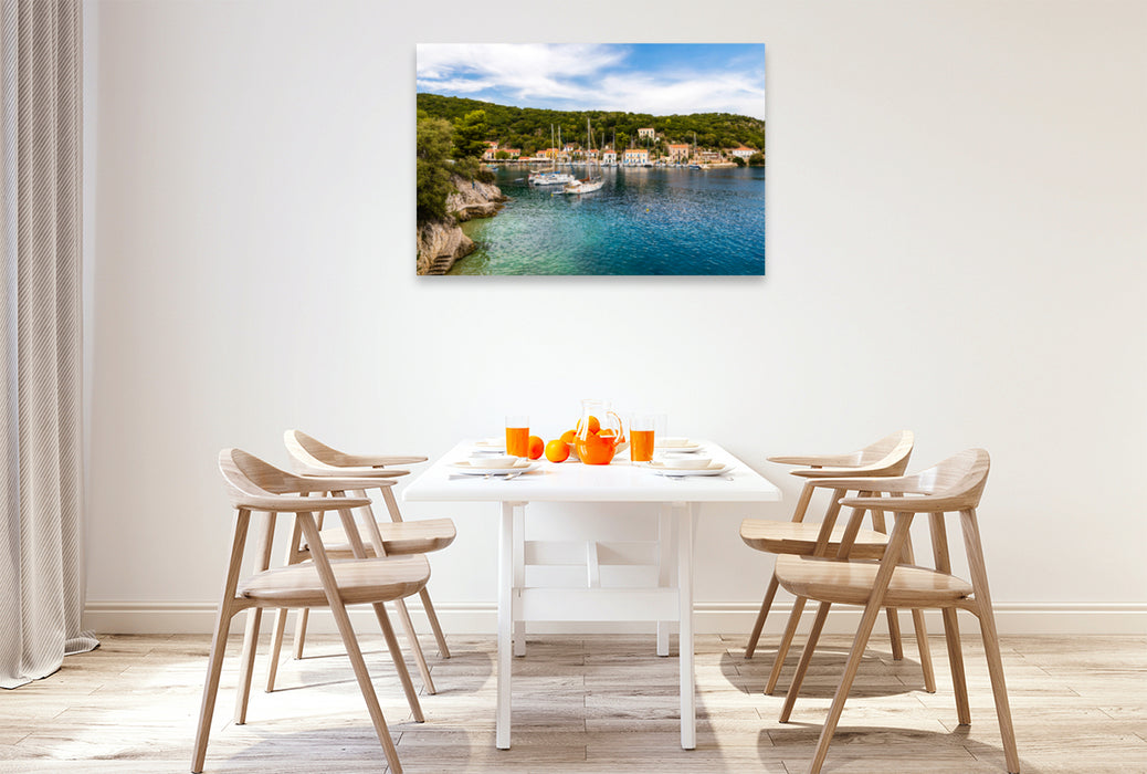 Premium textile canvas Premium textile canvas 120 cm x 80 cm landscape Marina Kioni, Ithaca 