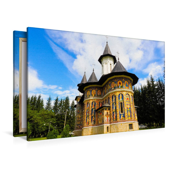Premium textile canvas Premium textile canvas 120 cm x 80 cm landscape Neamt Monastery 