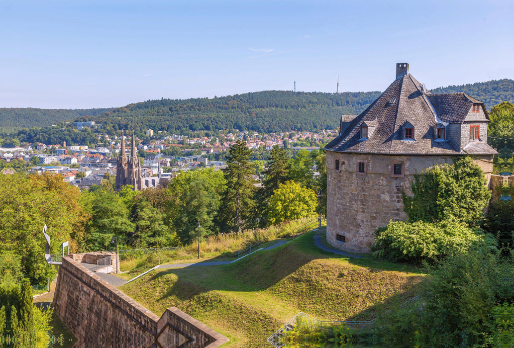 Premium textile canvas Premium textile canvas 120 cm x 80 cm landscape Romantic city view of Marburg an der Lahn 