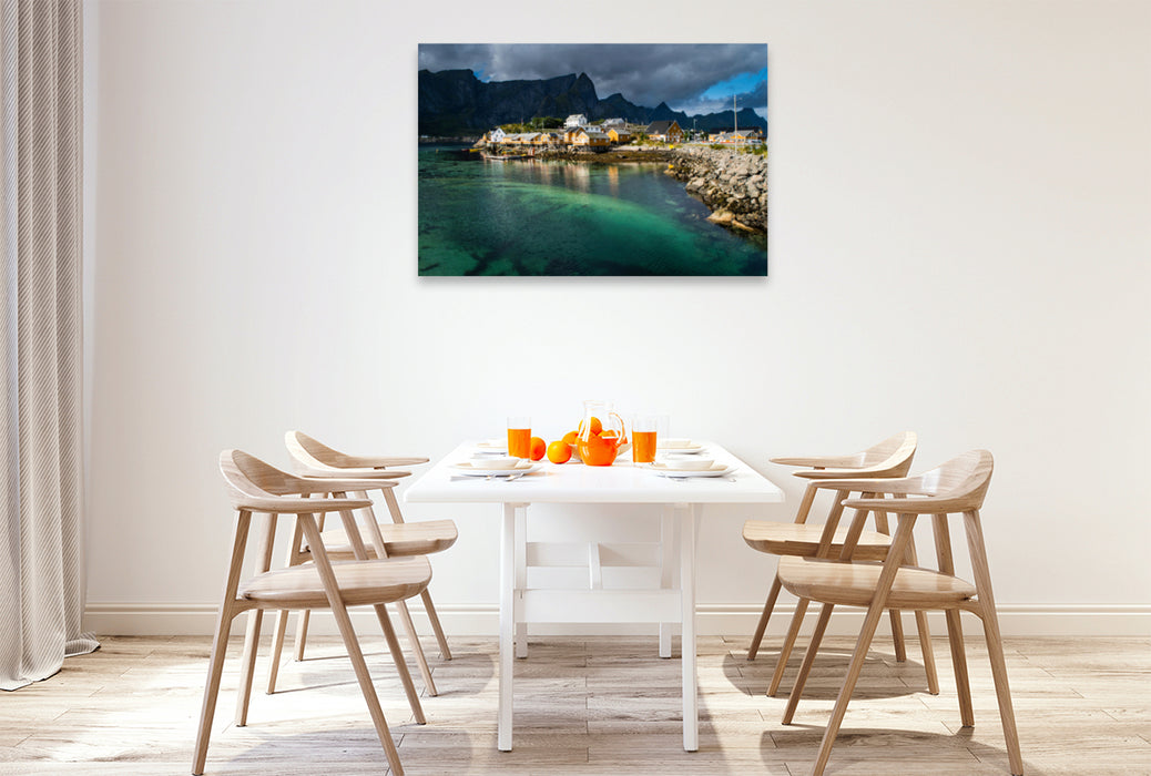 Premium textile canvas Premium textile canvas 120 cm x 80 cm landscape Norway - Lofoten 