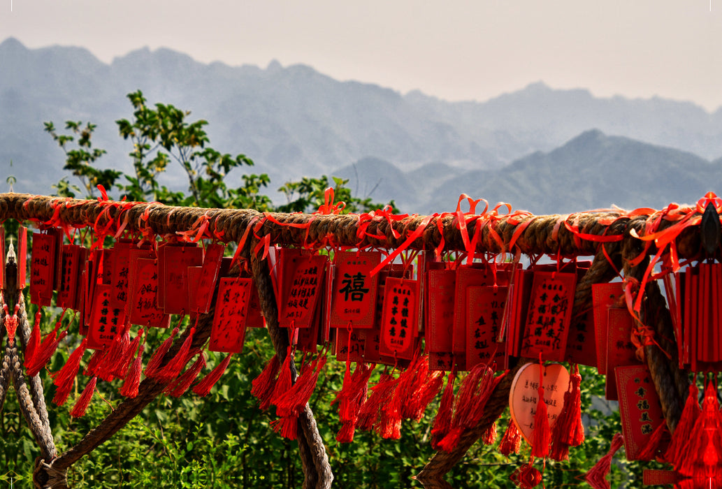 Premium textile canvas Premium textile canvas 120 cm x 80 cm landscape Pan Long Shan mountains 